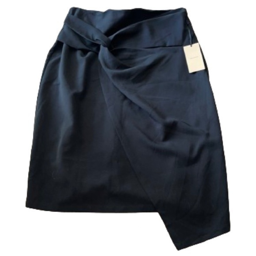 Halogen black twist front asymmetrical midi skirt NWT plus size 1